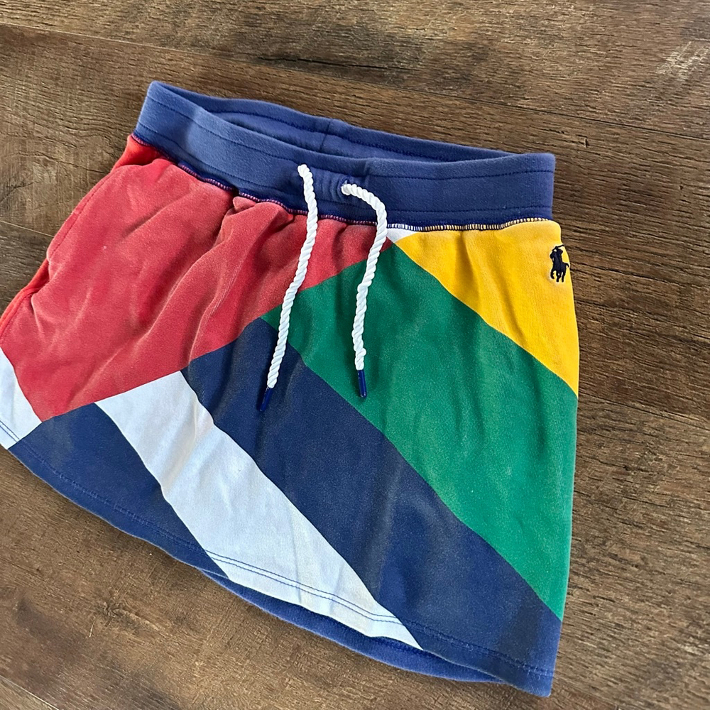 Girls Polo Ralph Lauren Colorblock Skirt M Red Blue Green Yellow